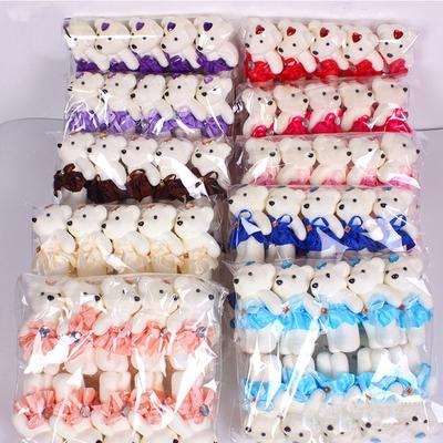 10Pcs 12cm Bear Flower Bouquet Toy Cartoon Doll Teddy Bear Bouquet Graduation Birthday Wedding Gifts Party Decor