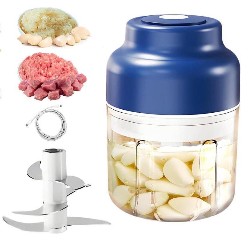 Rechargeable Electric Garlic & Vegetable Chopper - Cordless Mini Food Processor with 6 Blades for Onion,Nut,Herb, 320ml Capacity