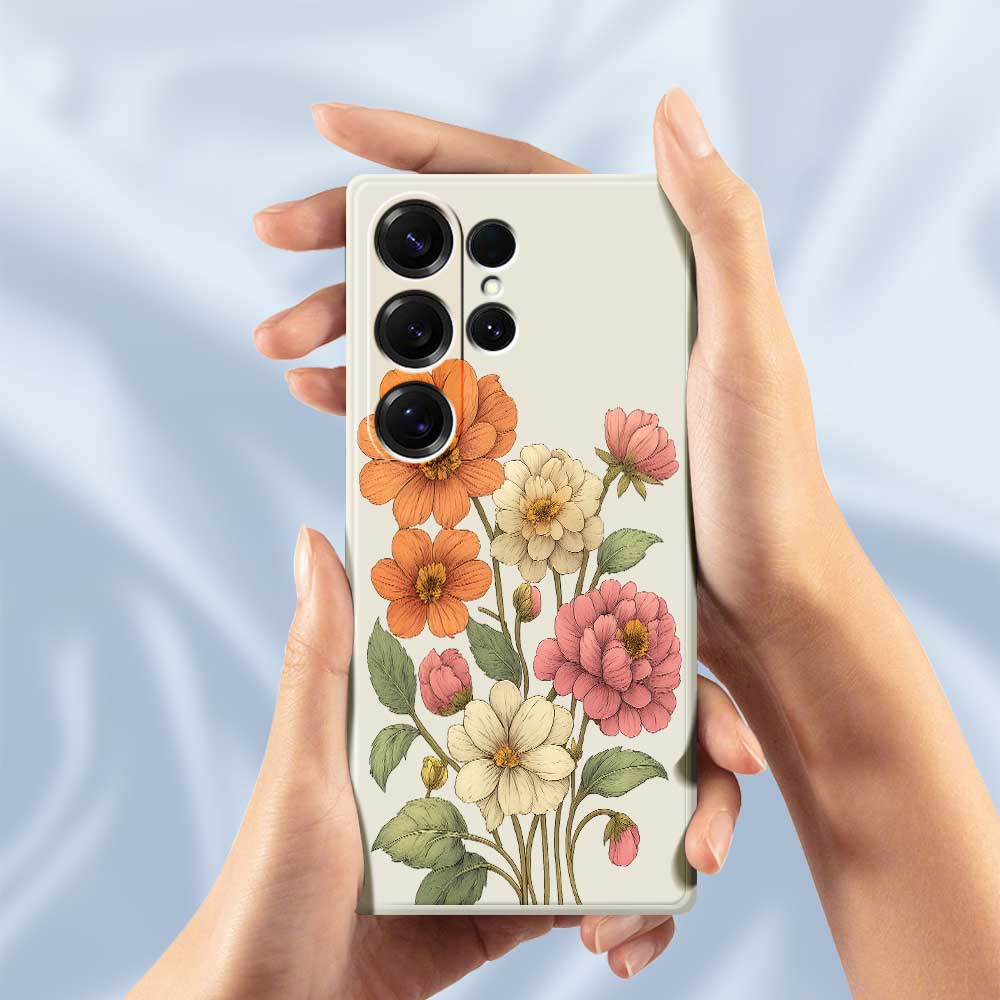 For Samsung Galaxy S25 Ultra Case Beautiful Flowers Pattern Printing Straight Edge TPU Phone Back Cover