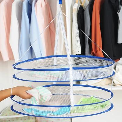 Rede de Secagem de Roupas Suspensa de Tamanho Grande Suéter Meia Roupa Íntima Anti-deformação Rede de Secagem Respirável Dobrável Dupla Camada