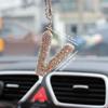 1pc Rhinestone A-Z Letter Car Rearview Mirror Pendant, Car Interior Decor