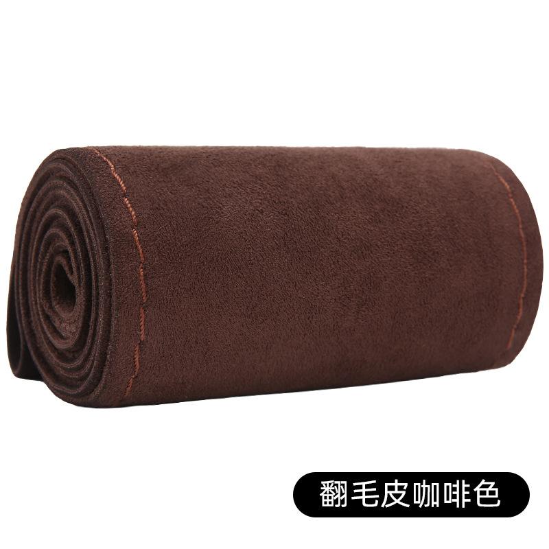 

Меховой чехол на руль автомобиля, универсальный, 38 см, плетеный защитный чехол на руль автомобиля, кожаные противоскользящие детали интерьера кофейный