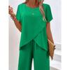 Western Style New Casual Loose Short sleeve Top Wide Leg Pants Set Loose Top and Pants Set