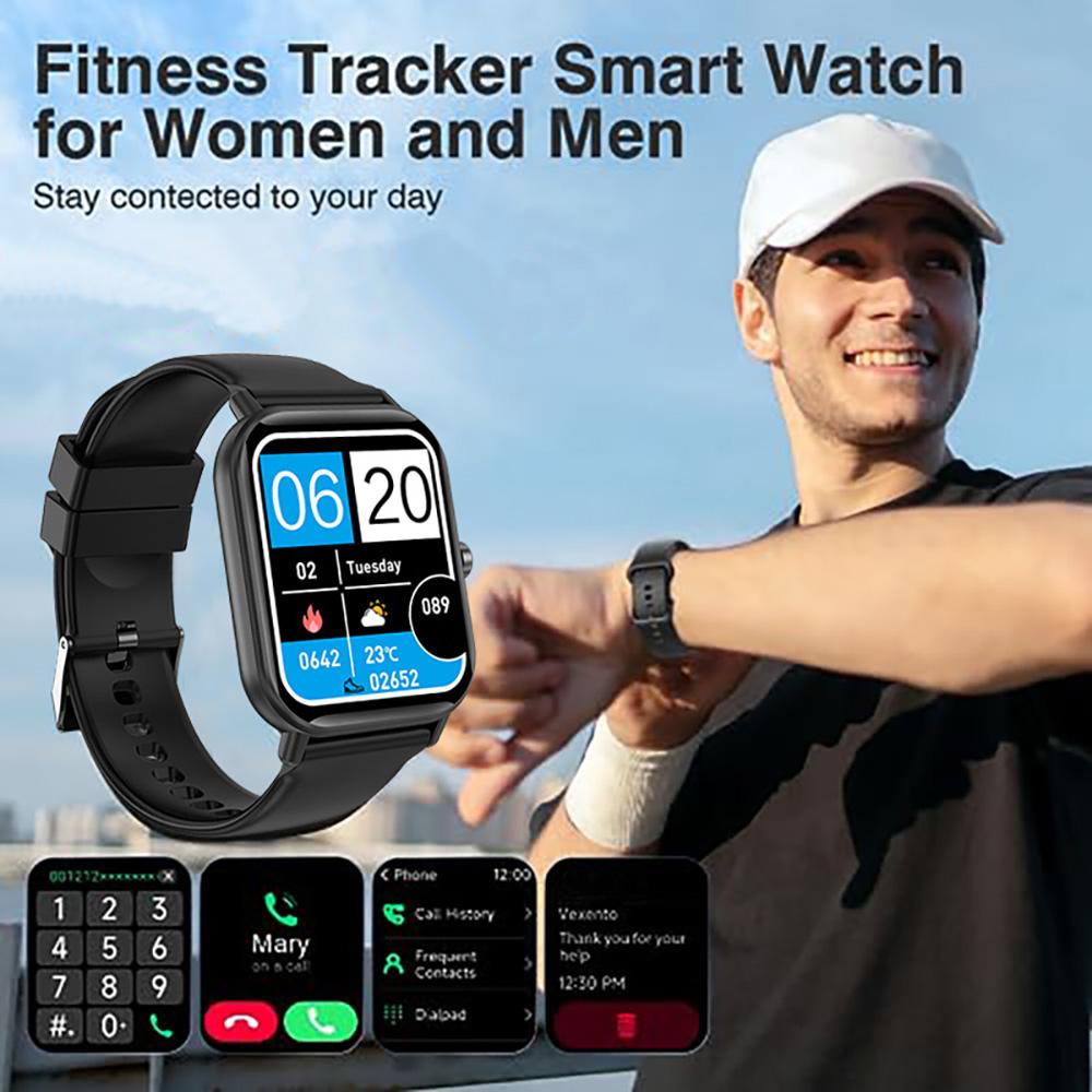 Men's/Women's Smart Watch, QTLLBT Heart Rate, Sleep Monitoring, Waterproof Smart Watch, Pedometer, with Wireless Call and Message Reminder