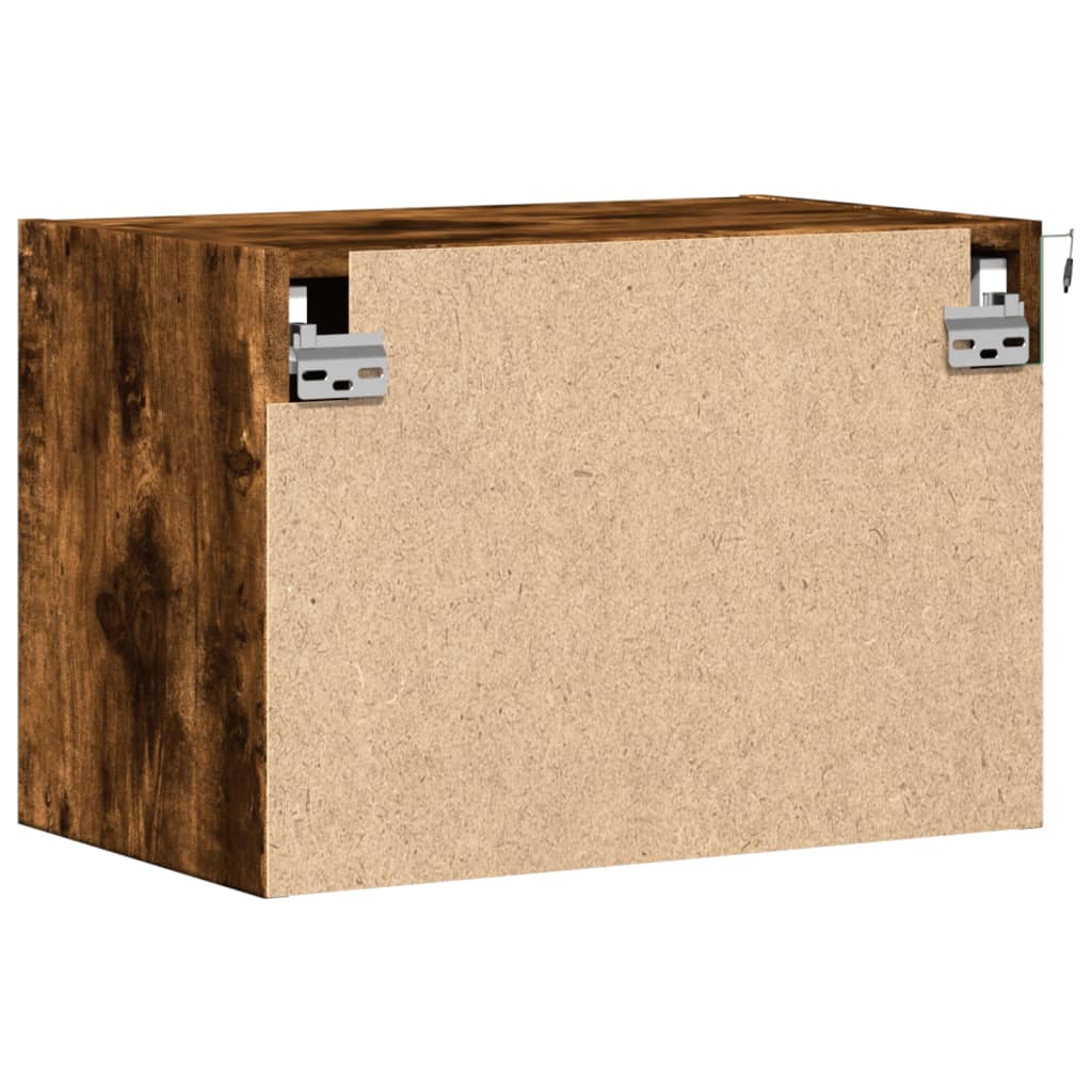 Wall Mounted Nightstands with LED Lights 2 pcs Smoked Oak