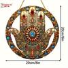 2D Flat Bohemian Acrylic Hamsa Hand Decoration Sign, Colorful Painted Effect, Home Decor Plaque Hanging Wall Art Decorative Garden Decoration for Room