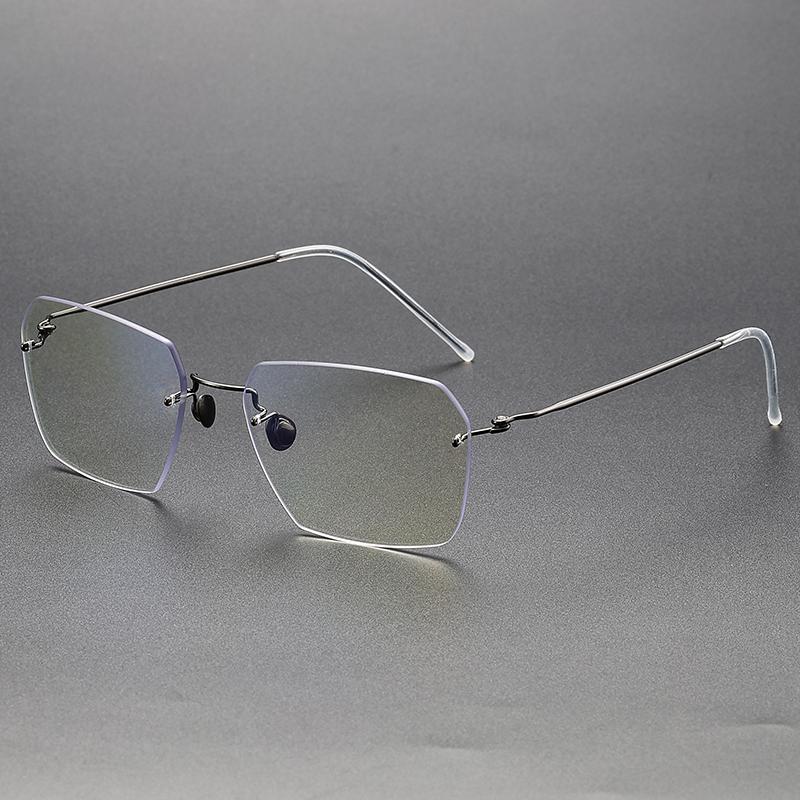 Denmark Brand Polygon Rimless Glasses Frame Men Women 2128 Fashion Frameless Oversize Eyeglasses Pure Titanium Ultralight Gafas