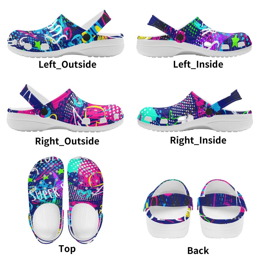 Colorful Printed EVA Clogs Lightweight Breathable Slip On Garden Shoes for Women Men Beach Pool Bathroom Home Beach Wear