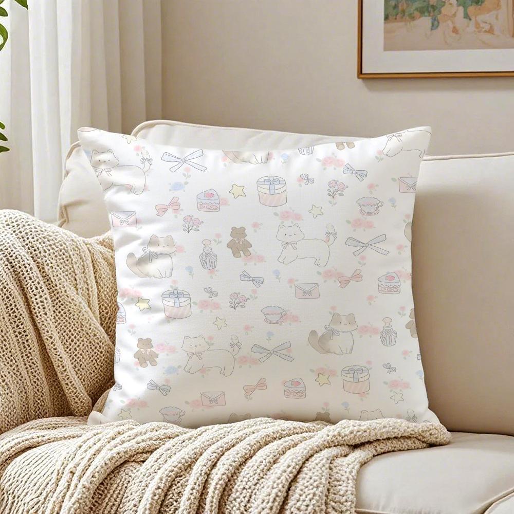 

Flowers And Animals Warmly Heart Cushion Cover Linen Pillowcase Soft for Sofa Bed Home Room Decor 30x30cm