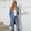Autumn and Winter Women's Long Solid Colour Long Sleeve Loose Pocket Cardigan Jacket