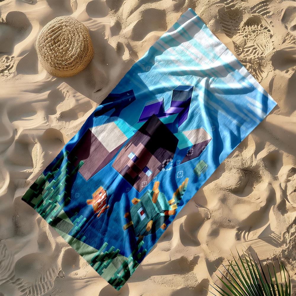 Minecraft Beach Towel Quick-Dry Soft Microfiber Comfortable Lightweight Portable for Swimming,Beach,Camping, Travel, Beach Accessories,Gym