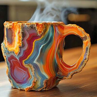 Coffee Mugs Faux Crystal Mineral Coffee Mug 11 Oz Resin Tea Mug for Home Office Thermal Faux Crystal Drinking Mug Gift for Coffee Lovers