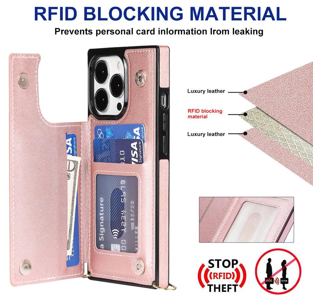 Crossbody Wallet Case for iPhone 14 13 12 11 Pro Max 13 Mini SE 2025 X XS Max XR with Card Slot Holder, Magnetic Flip Folio Case