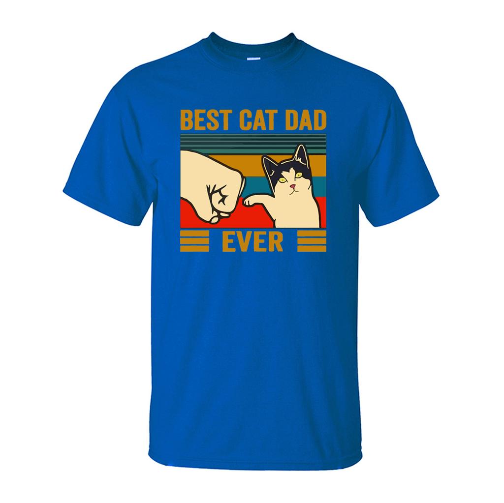 Best Cat Dad Ever Summer Men's T Shirt Cotton Short Sleeve Fashion Cute Streetwear Animal Cats Male Tops Casual Tshirt