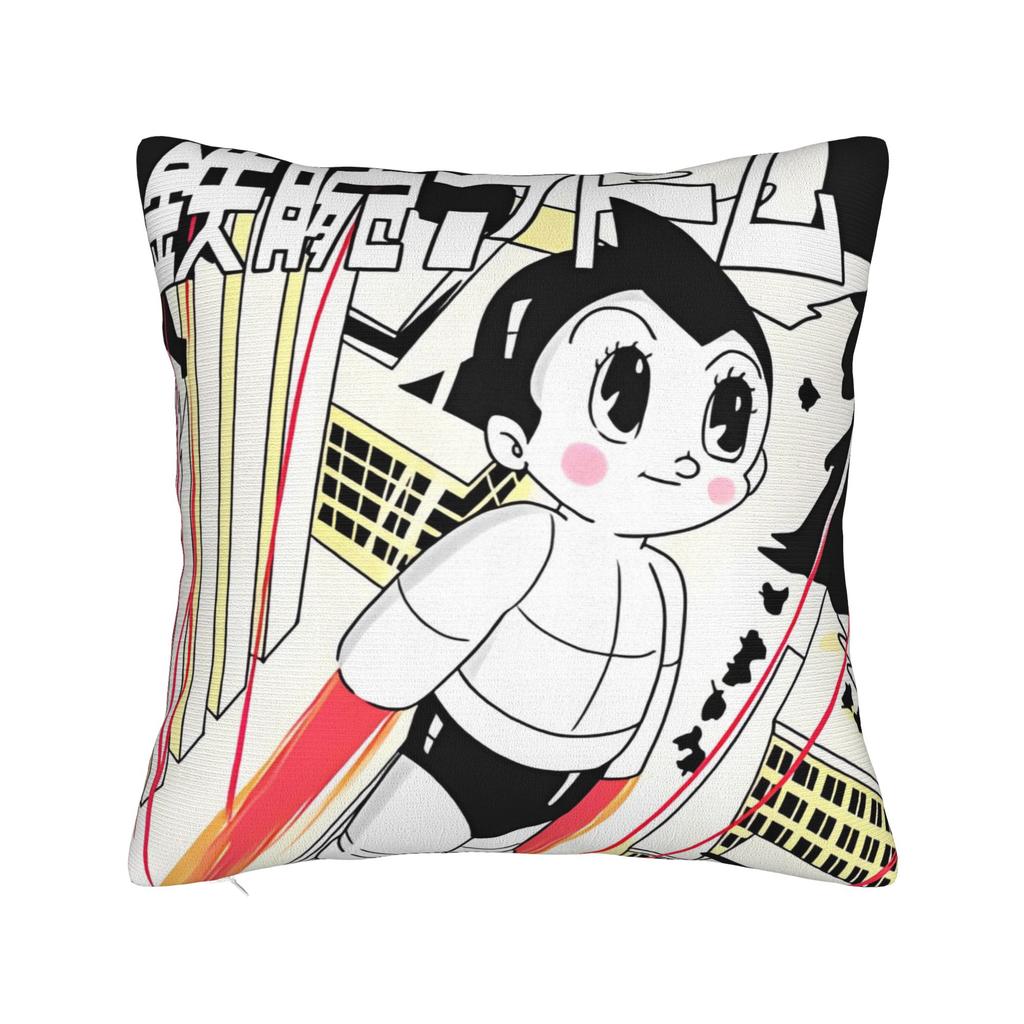 Astro Boy Square Pillow Cases Vintage Anime Childhood Manga Cushion Covers Zipper Decorative Pillowcover For Sofa