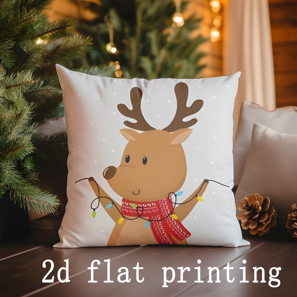 Home Decor Christmas Reindeer & Santa Pillows Suitable For Sofa Bedroom Car Pillow Cover Cushion Rectangular Back Cushion