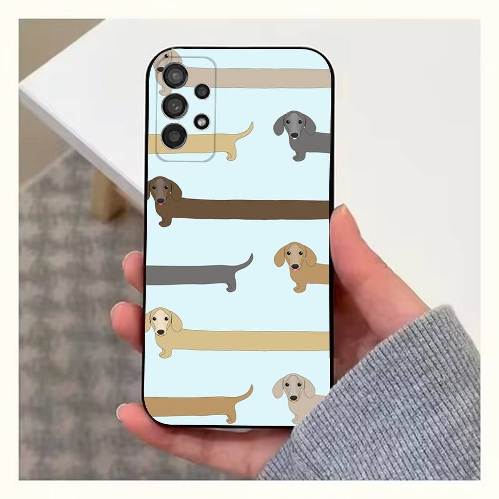 D-Dachshund S-Sausage Dog Case For Samsung S23,S25,S20,S10,S9,S21,S24,S22,Ultra,FE,Plus,Lite,Soft Silicone Black