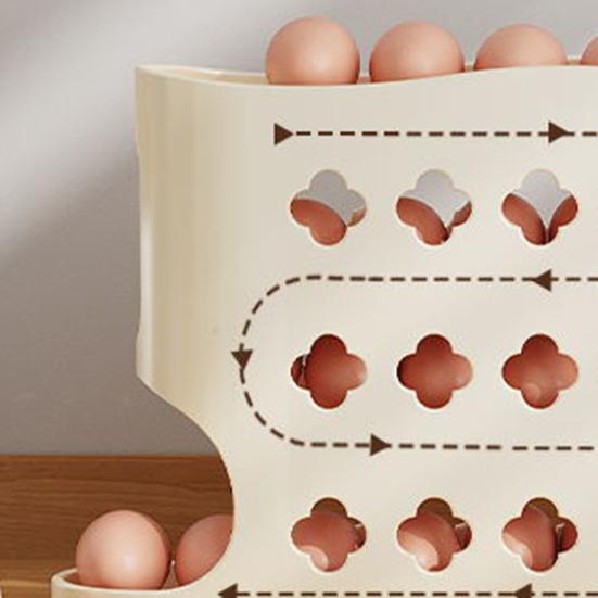 Suport pentru ouă pentru frigider Dispenser automat pentru ouă cu rostogolire Economisire de spațiu Organizator de ouă pe 4 niveluri Suține 30 de ouă pentru frigider Blat de bucătărie