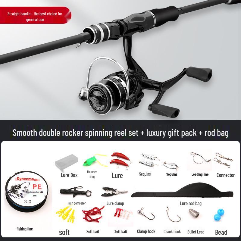 Beginner's Complete Lure Fishing Set: Long-Casting Rod with Guide Rings