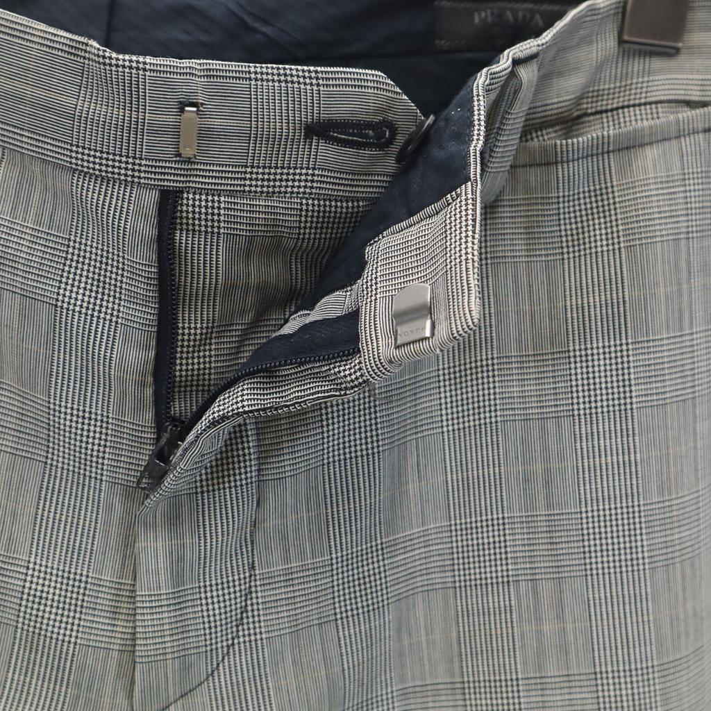 Prada Made In Hungary Glen Check Slacks Pants 48R Gray Men's Used