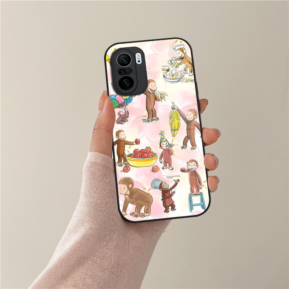 

Curious G-George Monkey Phone Case For Xiaomi POCO X7 X6 M7 M6 M5 M4 F7 F6 F4 F5 X5 X4 Pro GT Tempered Glass Cover Poco M7 pro 5G