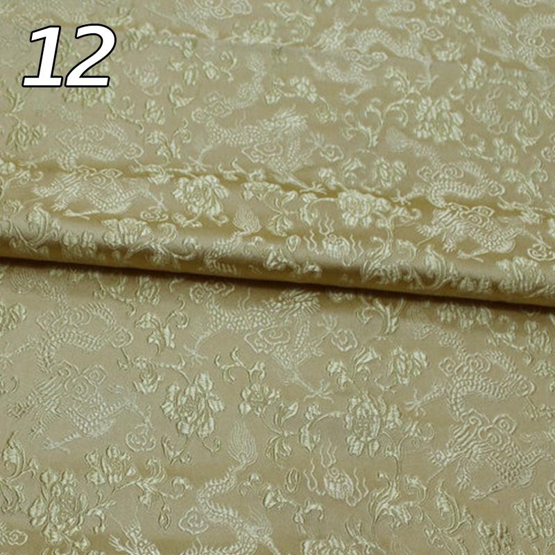 Chinese Traditional Embroidered Silk Brocade Dragon Pattern Fabric Tang Suit Hanfu Cheongsam Kid Wear Pillow Decoration Handmade