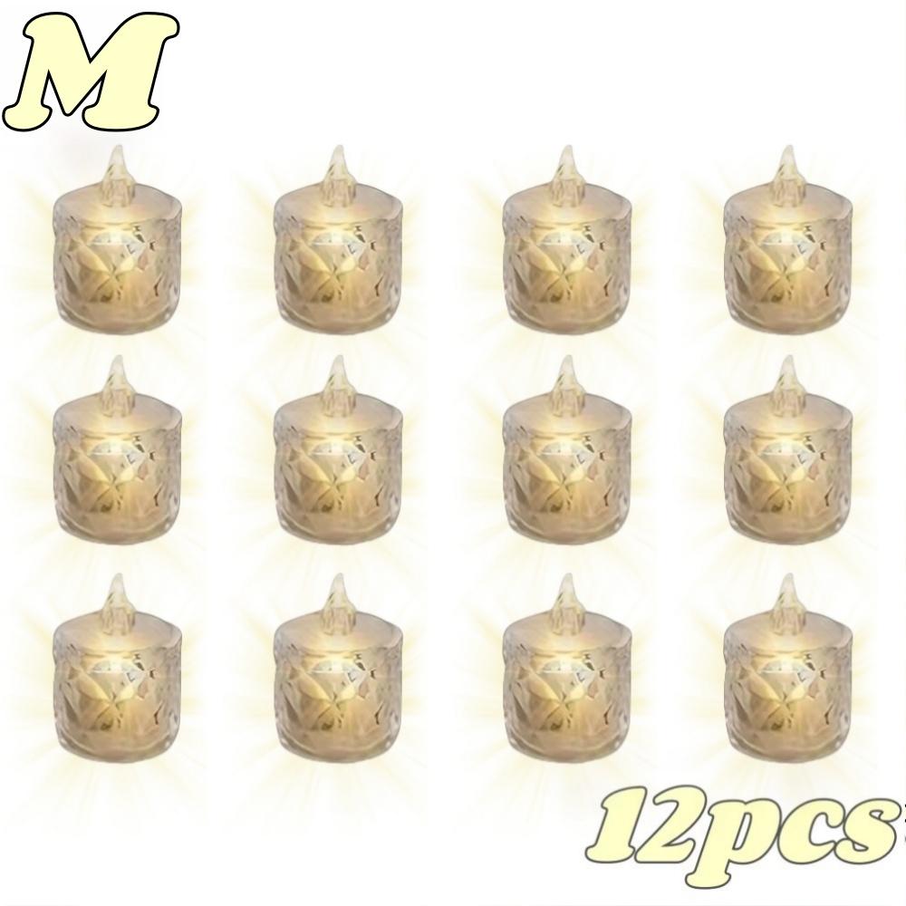 4/24pc Crystal Flameless LED Candles Plastic Battery TeaLight with Realistic Flame for Home Holiday Wedding Party Tabletop Decor