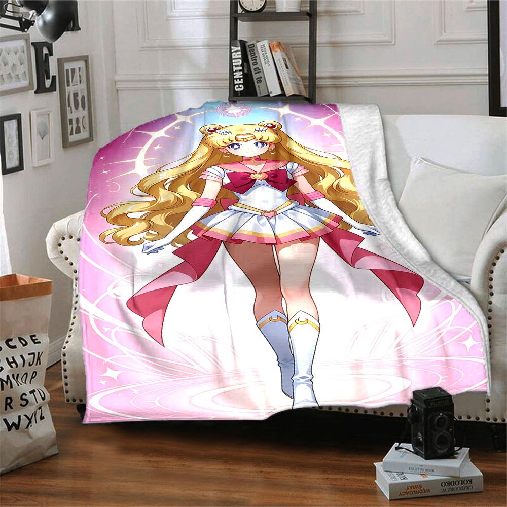 1pc Sailor Moon Flannel Blanket [Cozy Throw Blanket] For Sofa, Bed, Travel, Camping, Livingroom, Office, Couch, Chair, And Bed