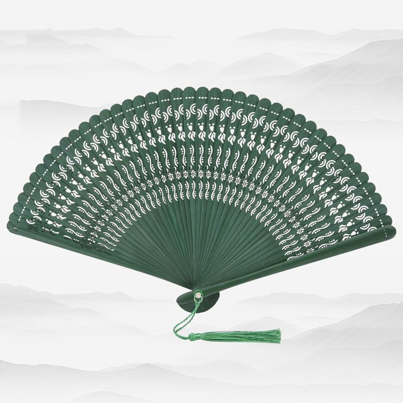 

Складаний віяло в античному стилі Міні в китайському стилі Повне бамбукове віяло Літо Hanfu Класичний танець Cheongsam Чоловіки та жінки Подарунки Група Віяло Чорний зелений