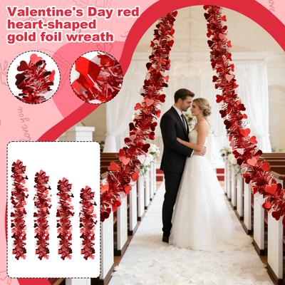 Valentine's Day ,shaped Gold Foil Wreath For Indoor And Outdoor Home Decor.
