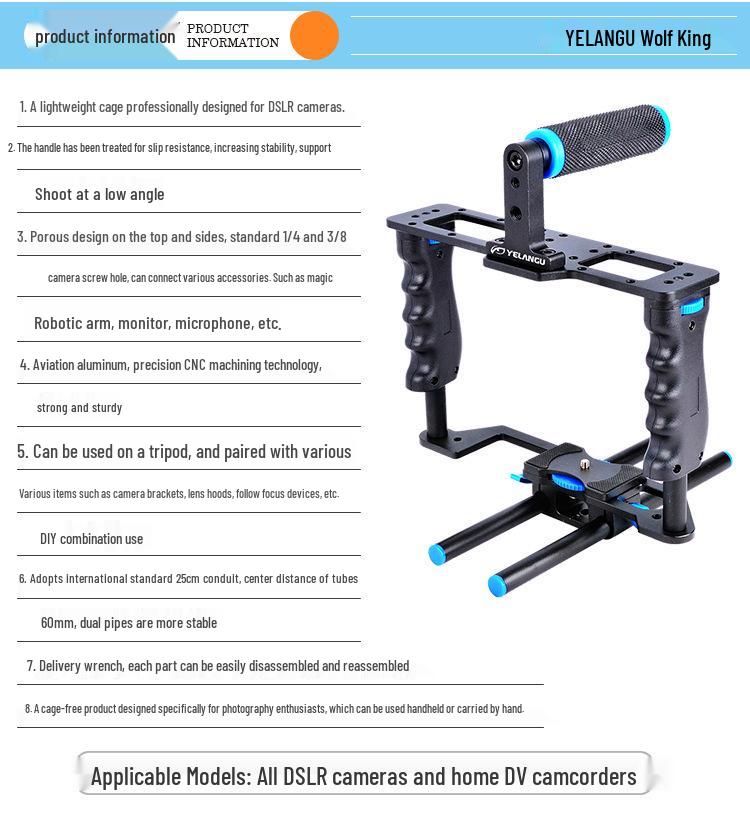 YELANGUC2 DSLR Rabbit Cage Kit with Shock Absorption for Low Angle and Micro-Film Photography
