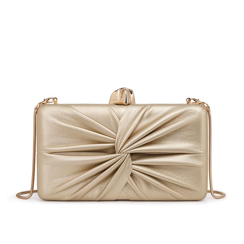 

PU diamond pleated ladies clutch bag Luxurious party dinner bag Fashion Lady Wedding Pouch Chain shoulder crossbody bag about 20x11x4cm золотистый