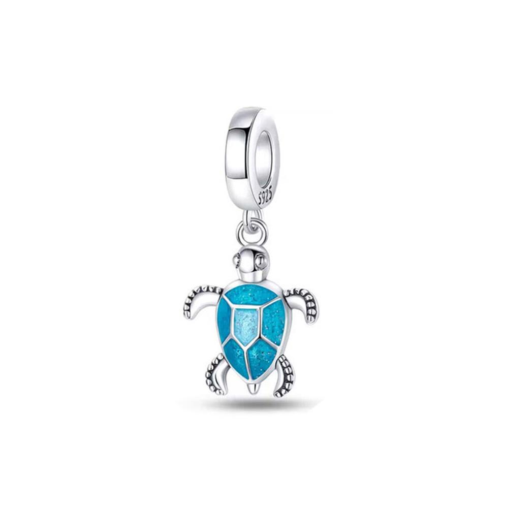 New Blue Marine Creatures Conch Jellyfish Turtle Shark Copper Charm Pendant Fit For Original Bracelet Diy Women'S Jewelry