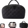 Durable Wide Open Woman Makeup Bag Lay-Flat Water-Resistant Cosmetic Case Travel Organizer for Toiletries & Brushes