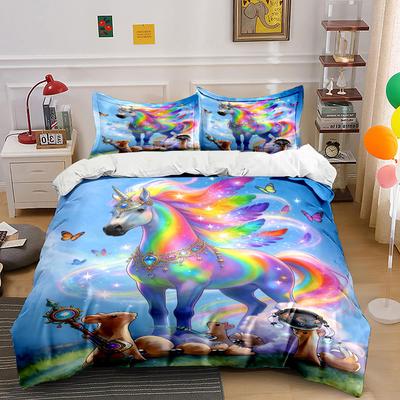 Rainbow Unicorn and Butterflies. Bedding Sets Duvet Cover Sets Duvet Covers Pillowcases(1 * Duvet Cover 2 * Pillowcases Without Duvet Insert)