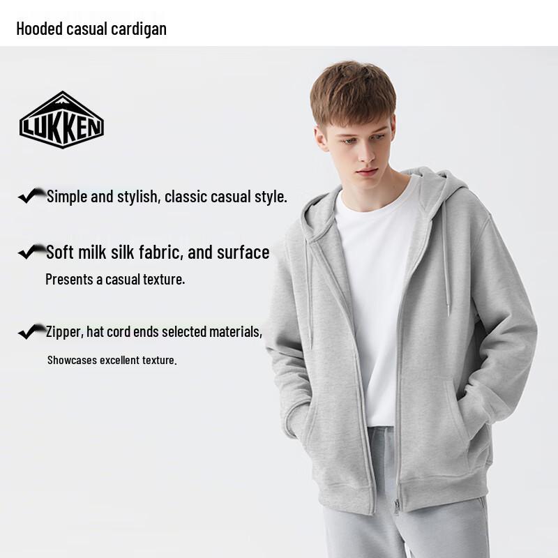 LUKKEN Men's American Style Broken Heart Hooded Zip-Up Cardigan Sweatshirt