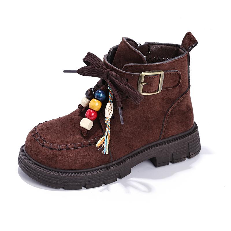 

Children s Boy s Girl s Western Style Winter New Breathable Non-Slip Comfortable Low-Heel Flat-Heel Boots 26 коричневый