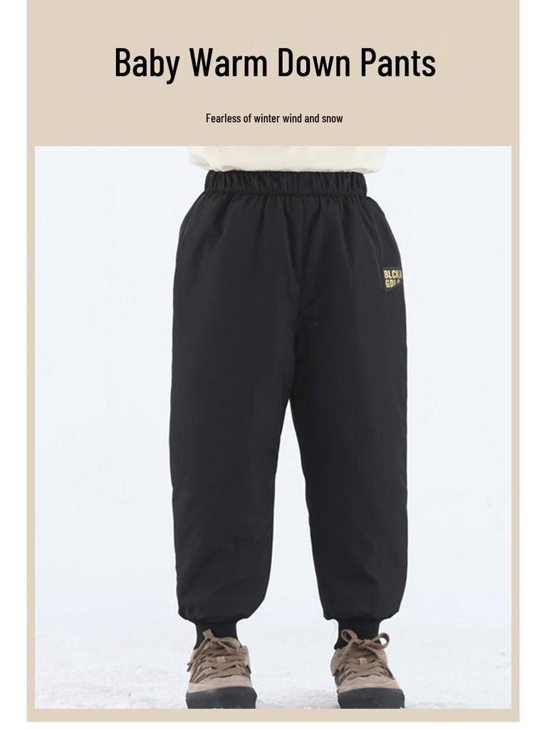Kids' Winter Thickened Down Pants: Stylish, Warm Outerwear for Boys and Girls in Small, Medium, Large Sizes