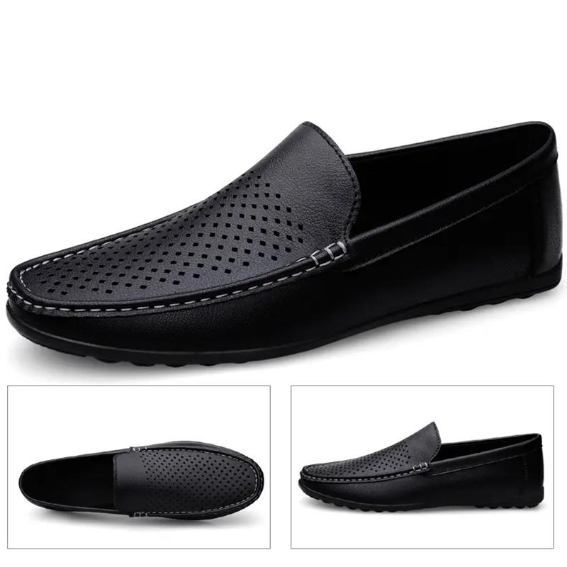 Fashion Leather Men Loafers Shoes Luxury Brand Rubber Casual Men Shoes Slip on Breathable Flats Driving Shoes Mens Big Size 46 47