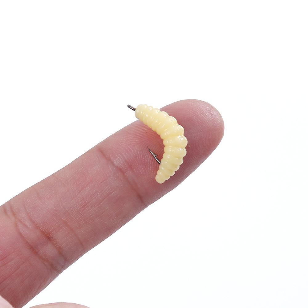 Žlutá bionická moučná červ měkká nástraha s háčkem pro rybaření