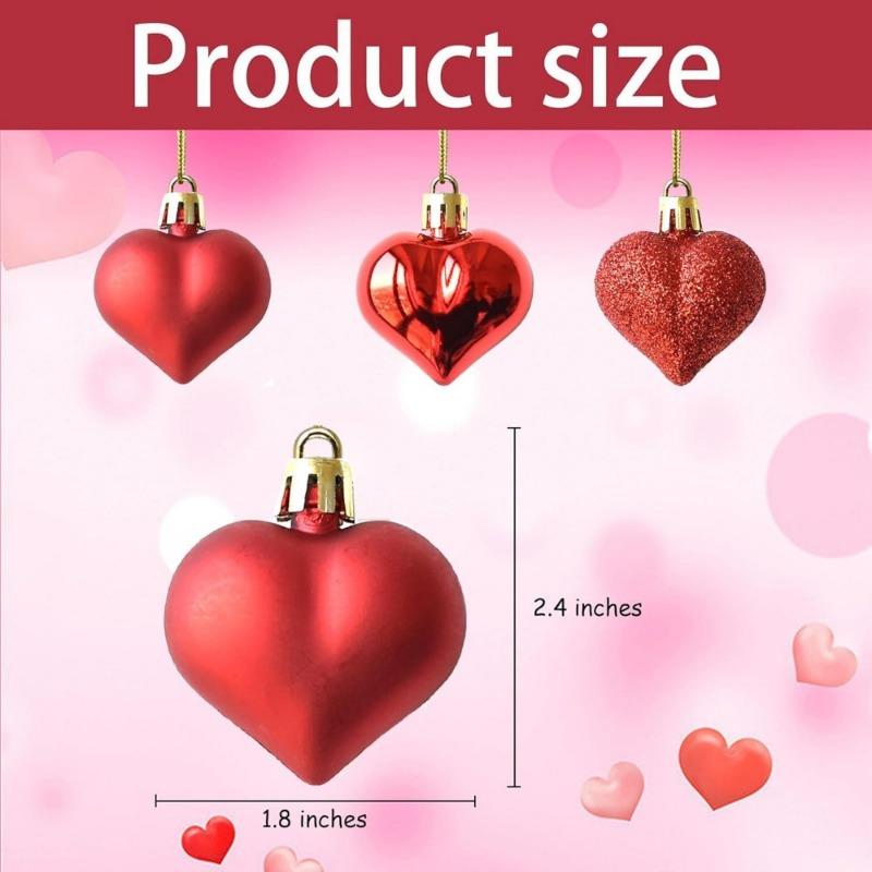 Heart-Shaped Multi-Finish Ornaments Perfect for Christmas Tree Decor Home Window Hanging Birthday Celebrations Festive Baubles
