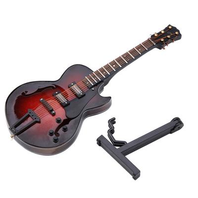 Classic Miniature Guitar Replica with Stand and Case Instrument Model Ornaments Christmas Gift