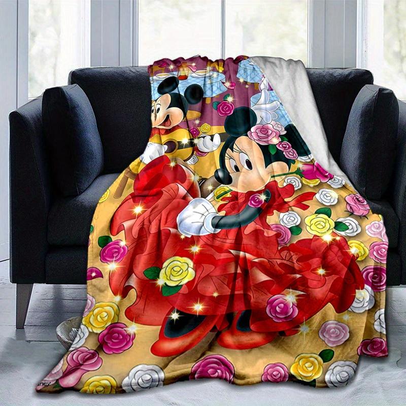 1pc, Disney Mickey Mouse Minnie Mouse Floral Throw Blanket, Home Decor, Couch Cover, Outdoor Blanket, Gift, Suitable for Bedroom, Living Room, Travel,