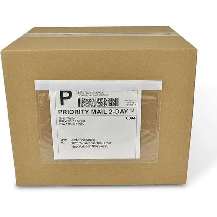 BEUYI Clear 7.5'' x 5.5'' Packing List Envelopes, Adhesive Shipping Label Pouches/Sleeves (50 Pack)