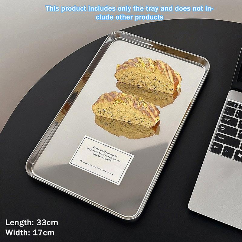 Modern Stainless Steel Rectangular Serving Tray Gift for Cakes & Snacks Elevates Dining Table Design for Home Or Cafe