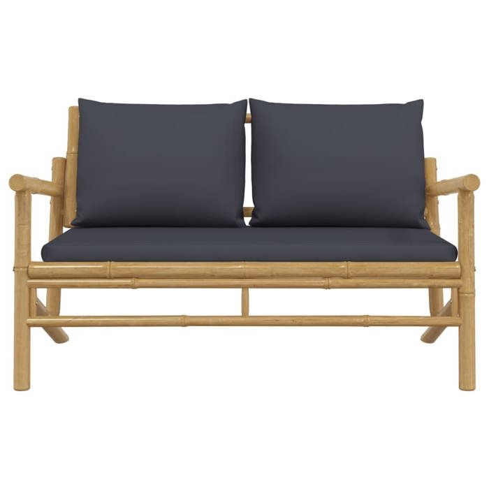 VidaXL Banc de jardin avec coussins gris foncé bambou 363464