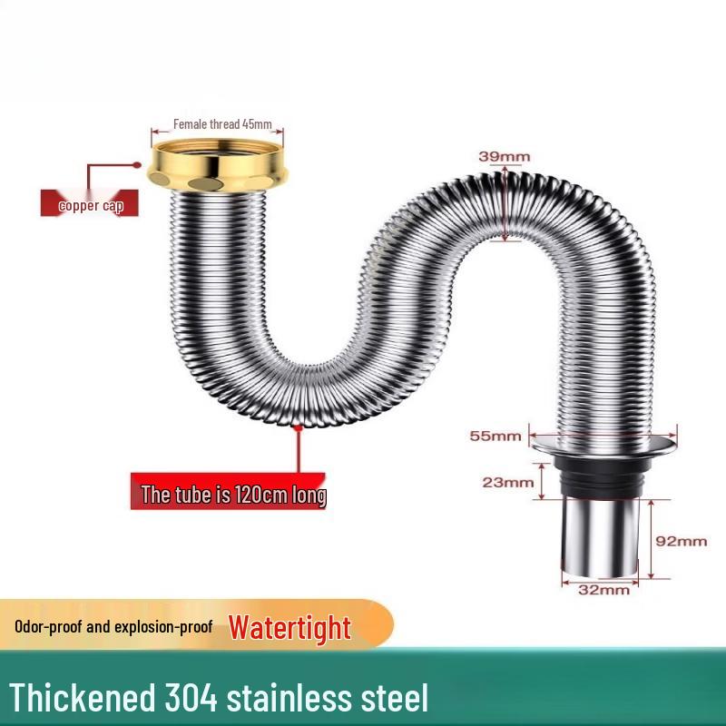Universal Stainless Steel Sink Drain Pipe Kit