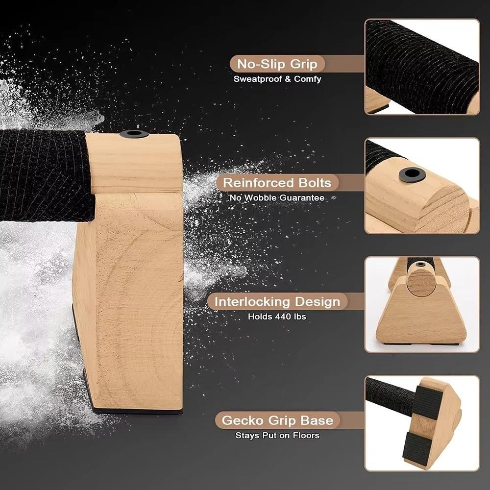 1 Pair Non-slip Wooden Push Up Bar Multipurpose Handstand Blocks  Bodybuilding Fitness