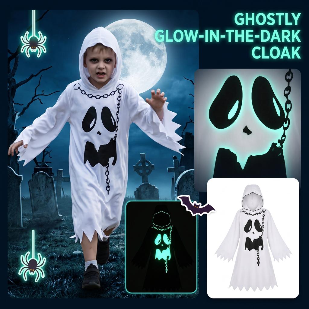 Kids Halloween Costume Cape In the Dark Party Outfit