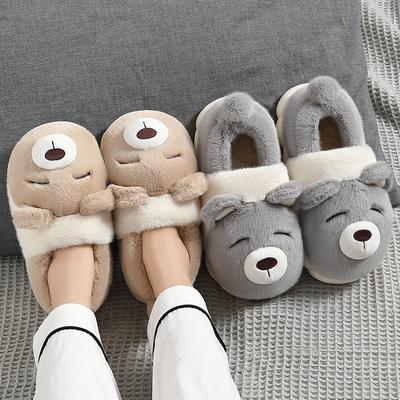 Bag Heel Cotton Slippers Women's Winter Cartoon Plush Cute Wool Slippers Men's Home Household Wool Cotton Shoes Men's Wholesale